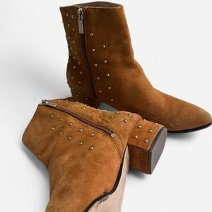Arosa x Raye Studded Suede Ankle Boots | Western Block Heel Size 9‎